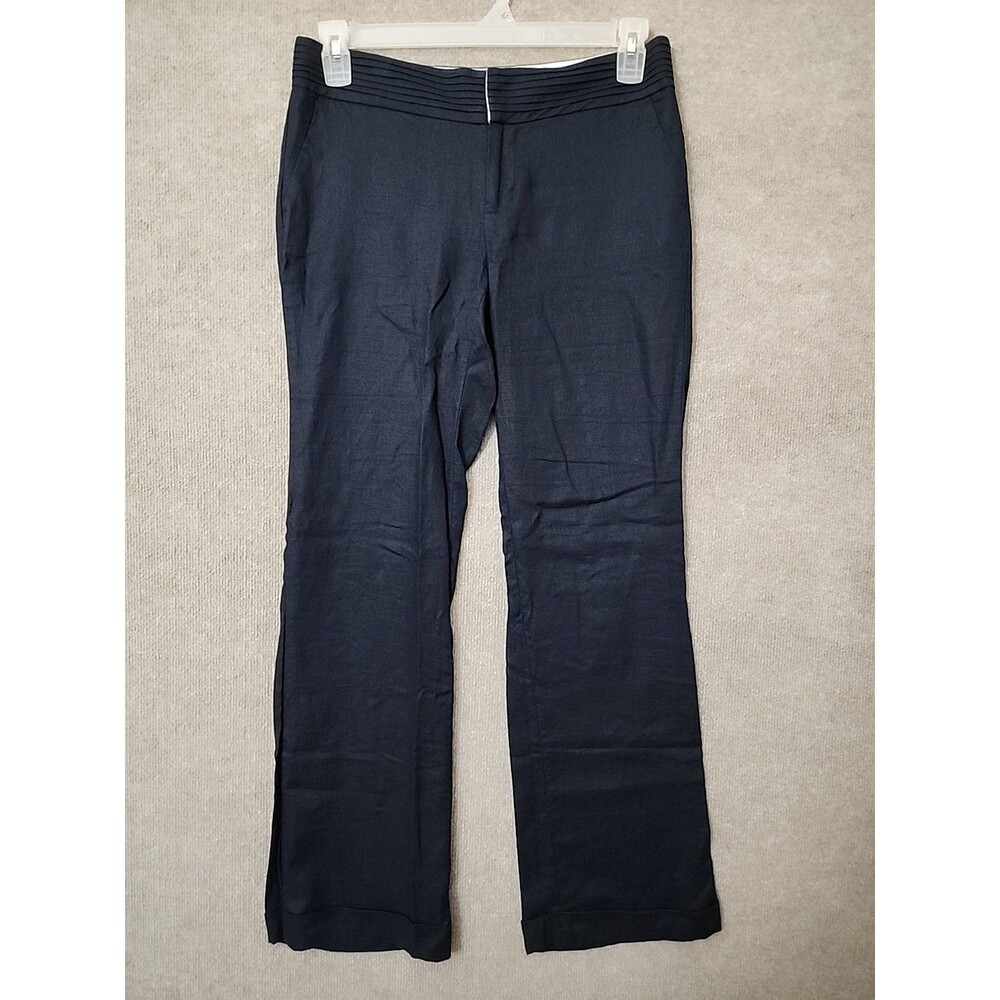 BANANA REPUBLIC Martin Fit Linen Trouser Pants Womens 6 Dark Blue Cuffed